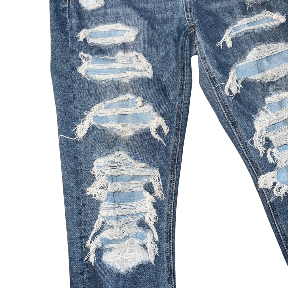 American Eagle Distressed Ripped Mom Jeans Women's Size 4 Button Fly - Picture 5 of 12